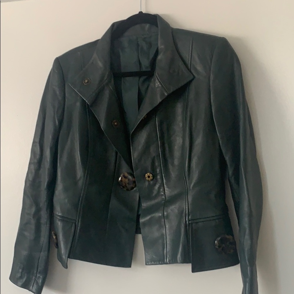 Dark green leather jacket